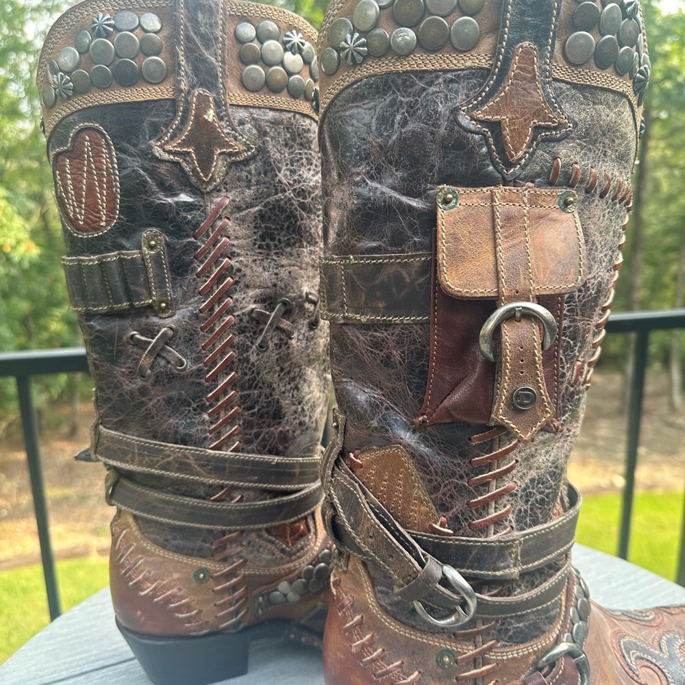 Double D by Old Gringo Frontier Trapper Tall Boots Size 8 - Picture 10 of 11